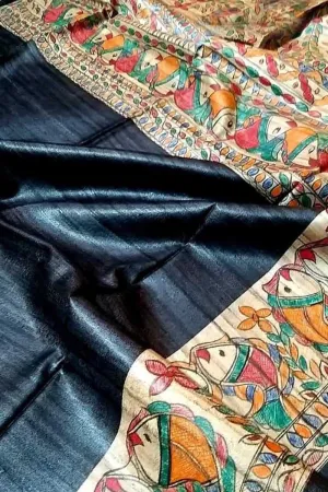 Exquisite Hand Painted Madhubani Silk Saree