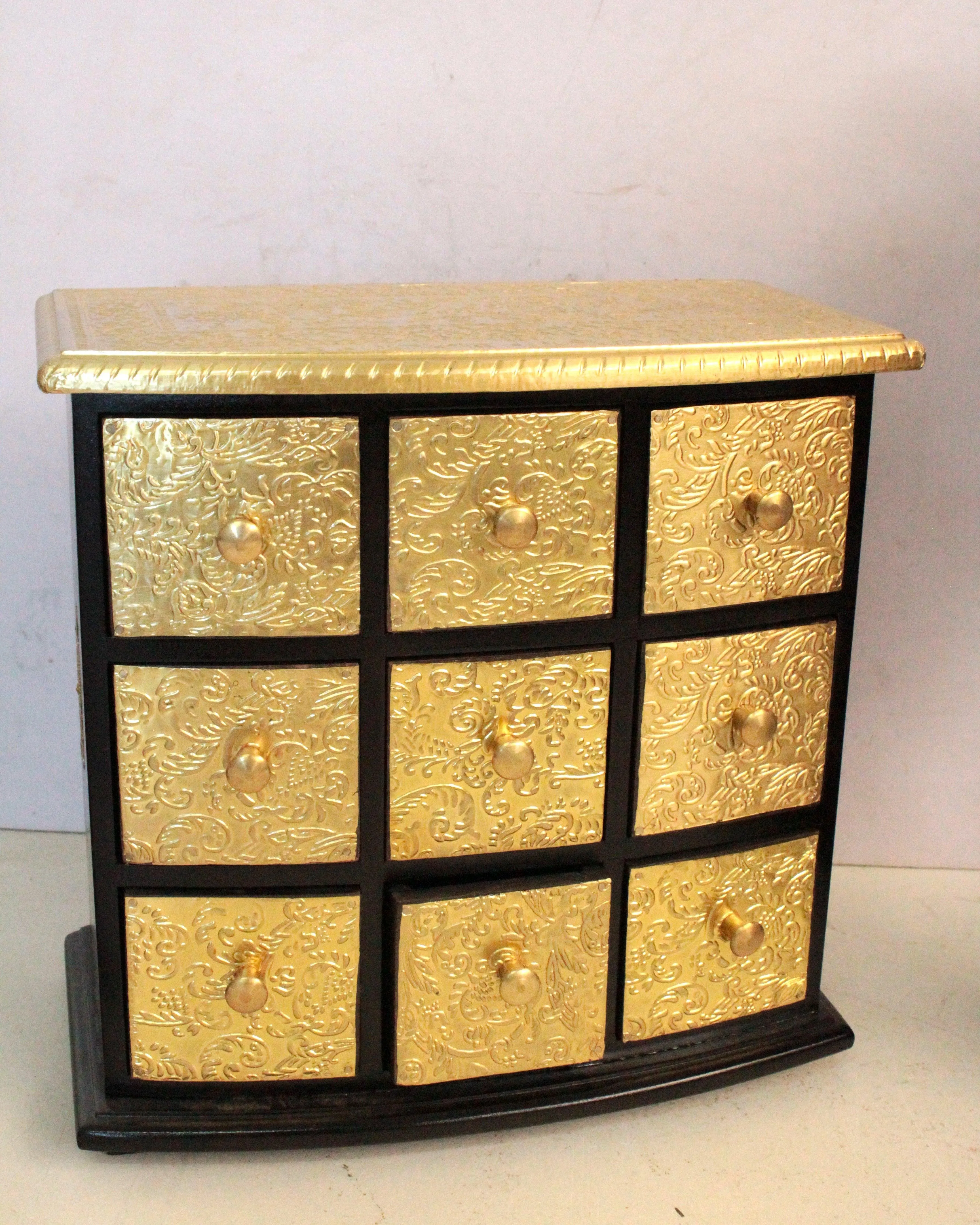 Exquisite Handcrafted 9-Drawer Box with Brass Fittings