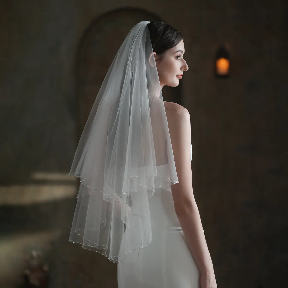 Exquisite Handmade Beaded Bridal Veil