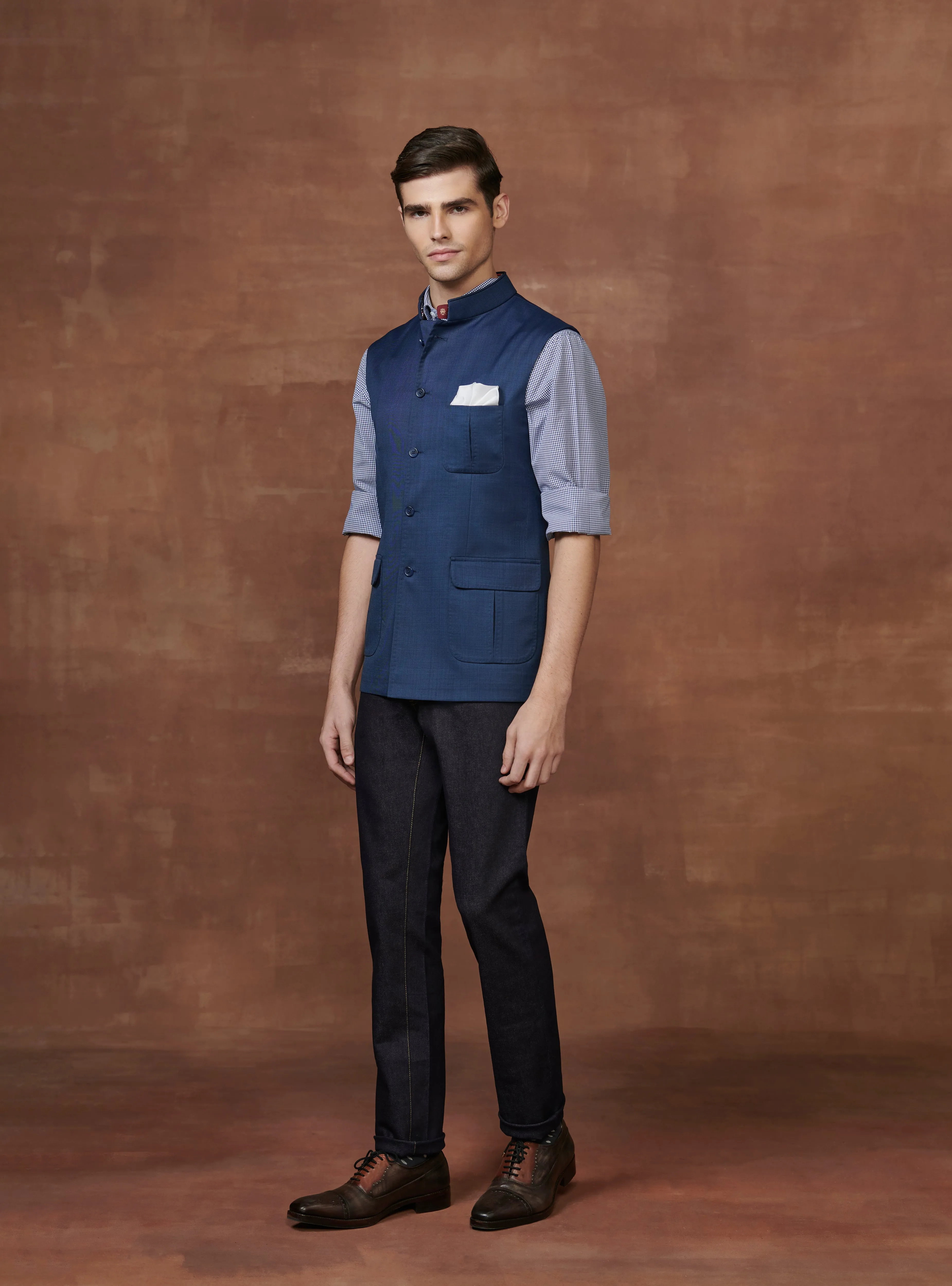 EXQUISITE NAVY BLUE SAFARI WAISTCOAT