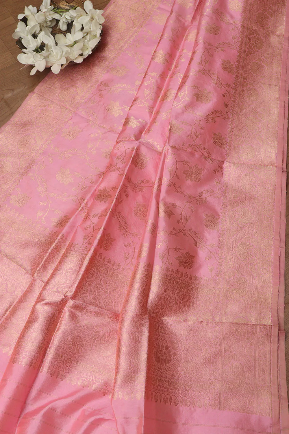 Exquisite Pink Banarasi Handloom Pure Katan Silk Dupatta