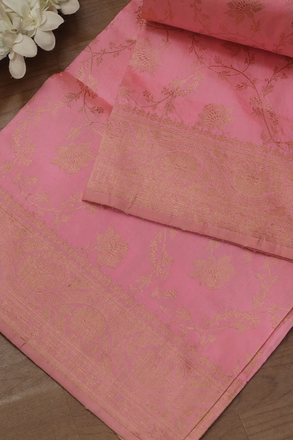 Exquisite Pink Banarasi Handloom Pure Katan Silk Dupatta