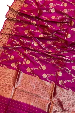 Exquisite Pink Banarasi Silk Jaal Dupatta