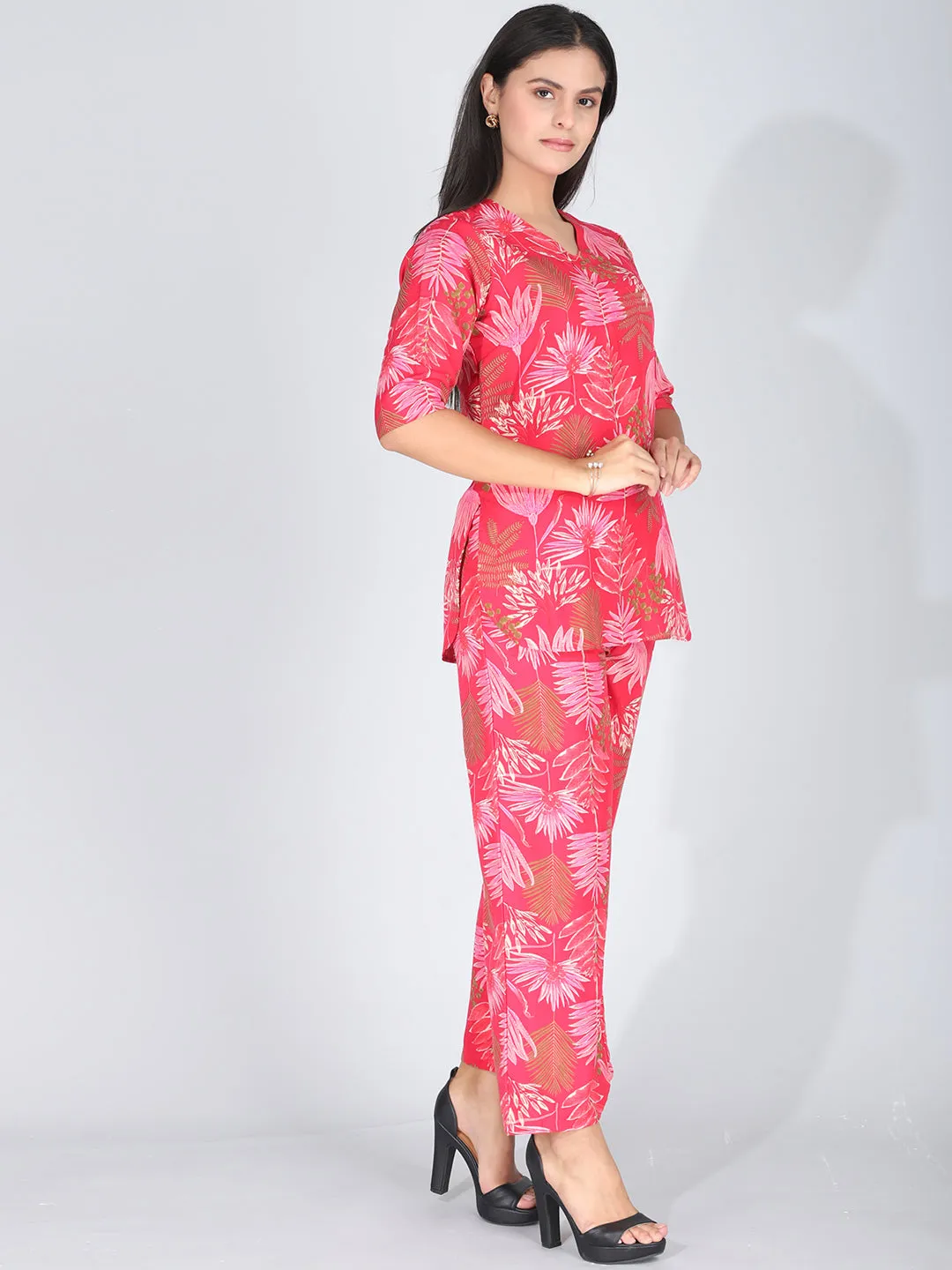 Exquisite Pink Floral Co-Ord Set Loungewear