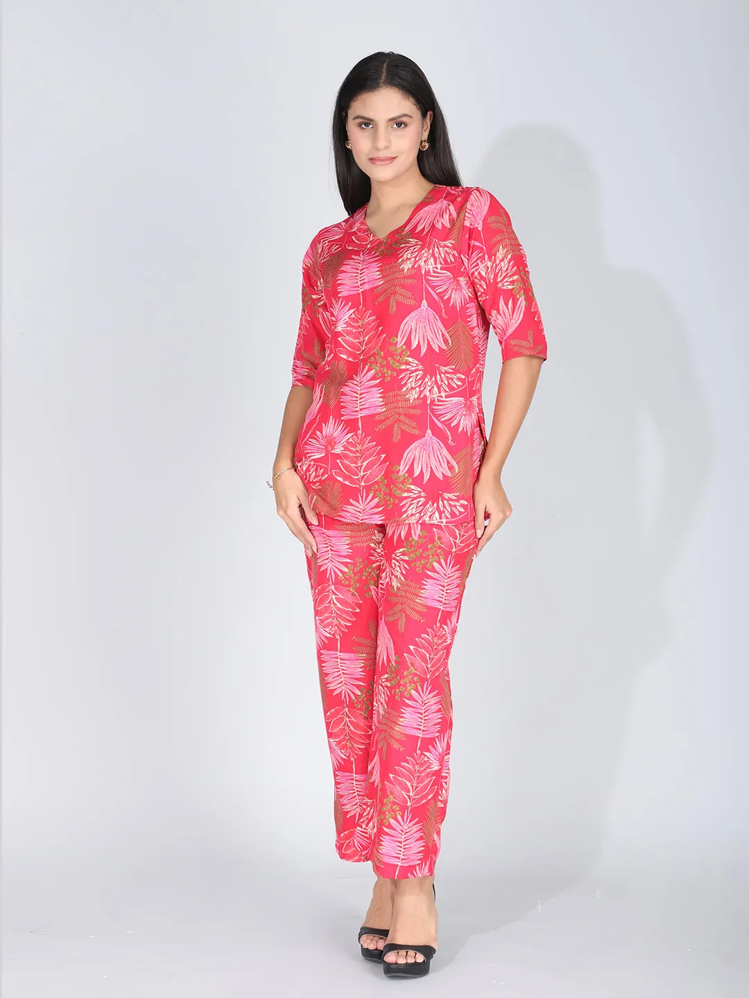 Exquisite Pink Floral Co-Ord Set Loungewear