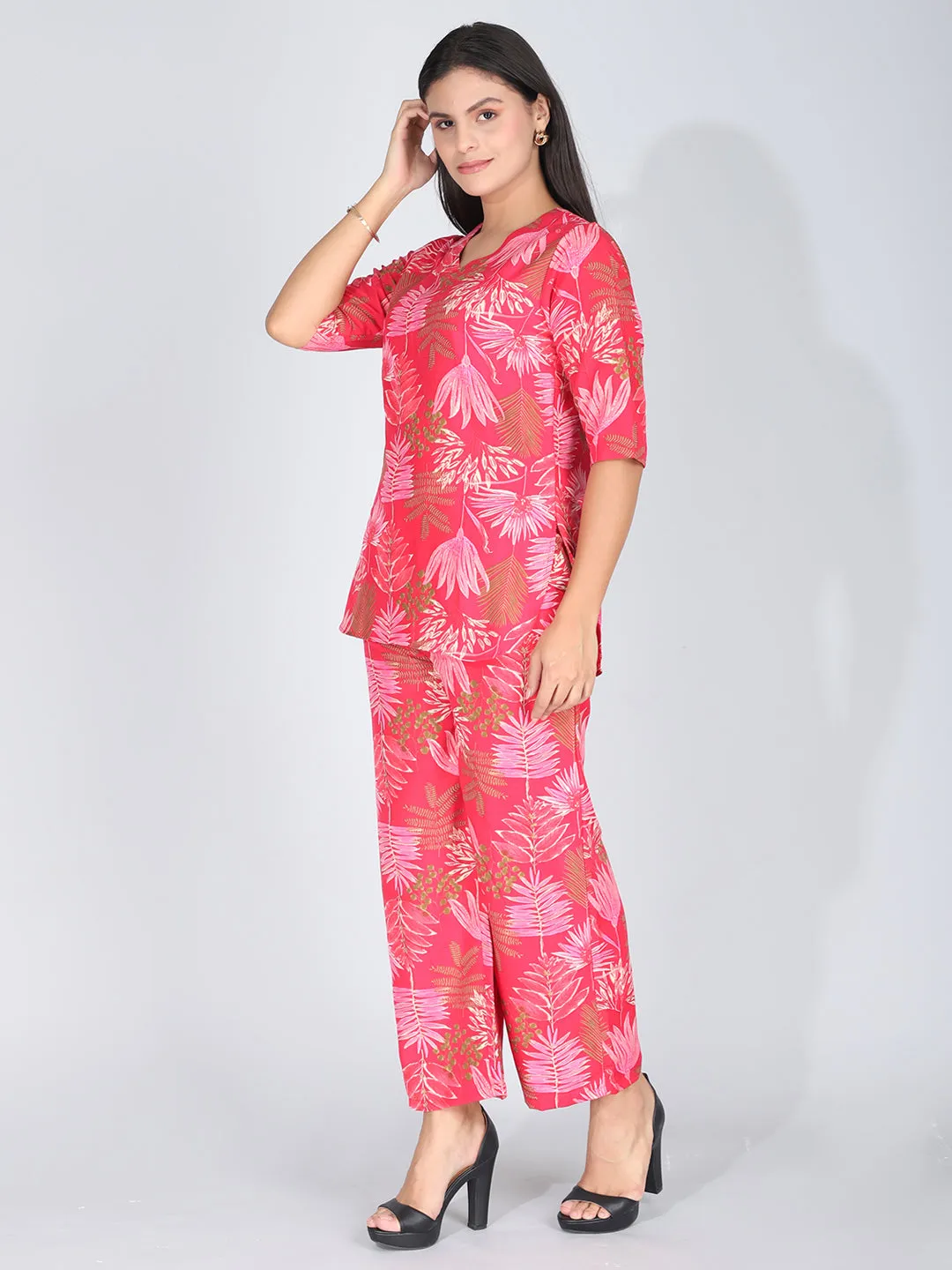 Exquisite Pink Floral Co-Ord Set Loungewear