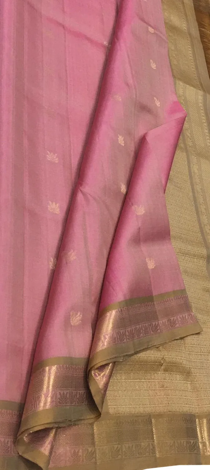 Exquisite Pink Kanjeevaram Handloom Silk Saree