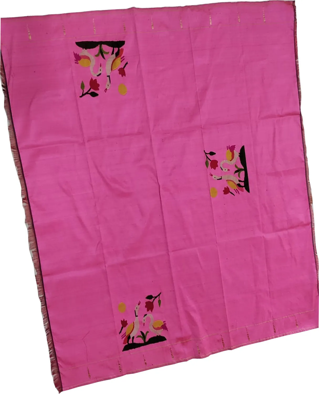 Exquisite Pink Paithani Handloom Pure Silk Blouse Fabric