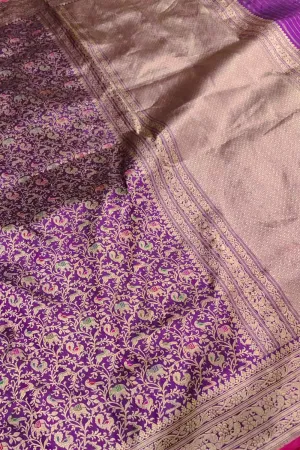 Exquisite Purple Banarasi Katan Silk Saree