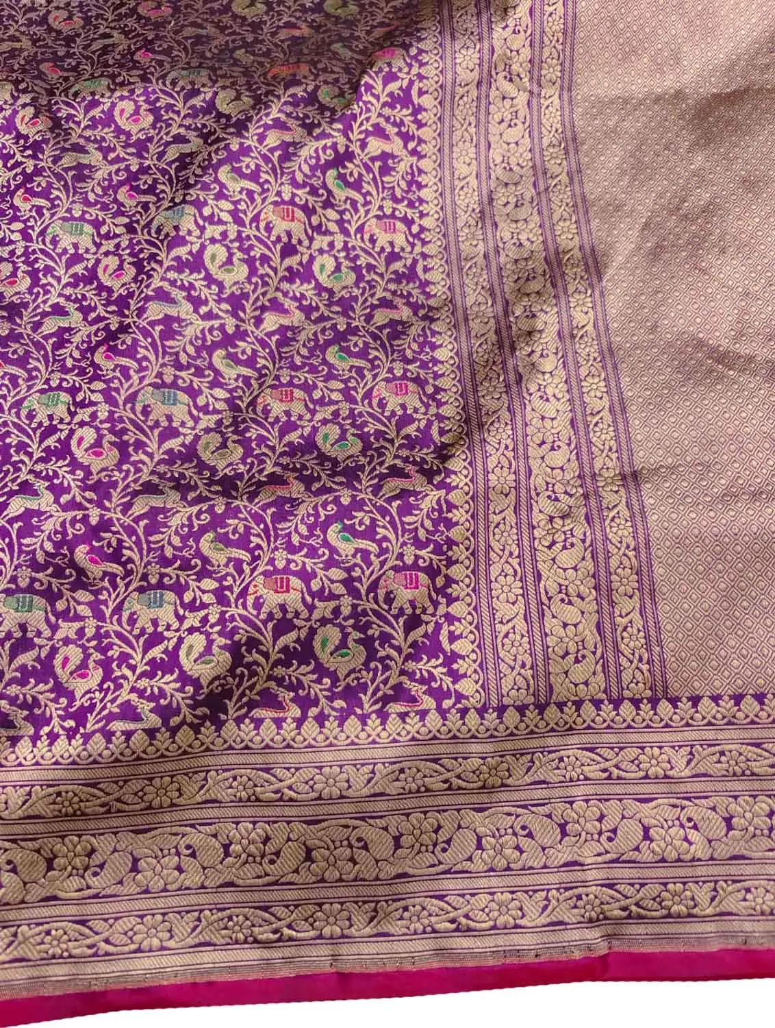 Exquisite Purple Banarasi Katan Silk Saree