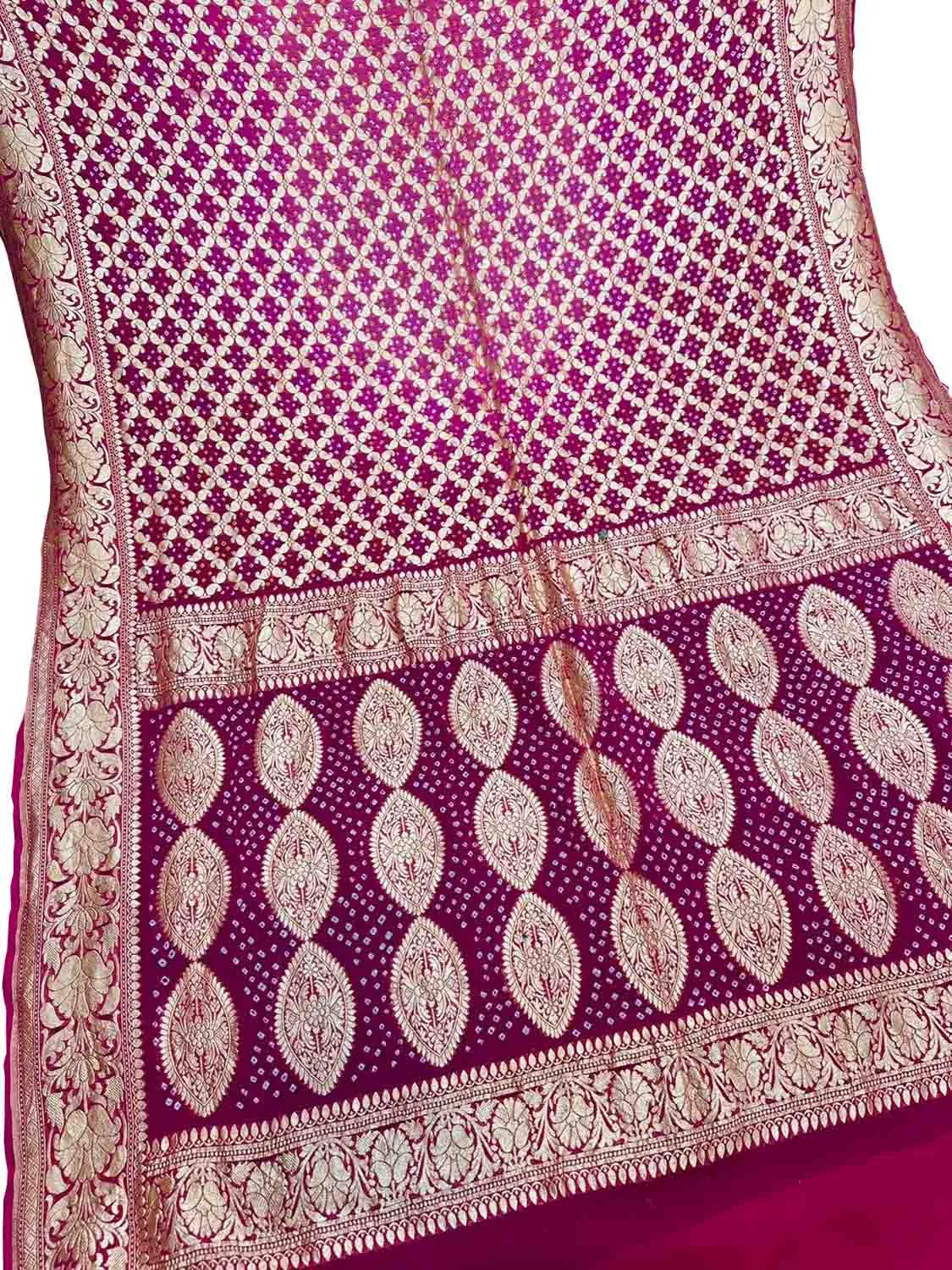 Exquisite Purple Georgette Banarasi Bandhani Saree