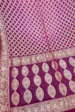 Exquisite Purple Georgette Banarasi Bandhani Saree