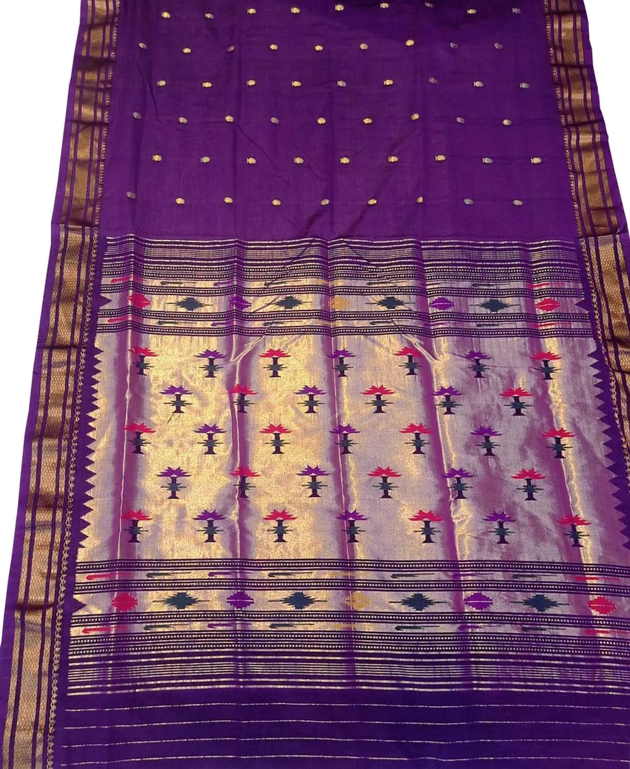 Exquisite Purple Paithani Handloom Cotton Saree - Pure Elegance