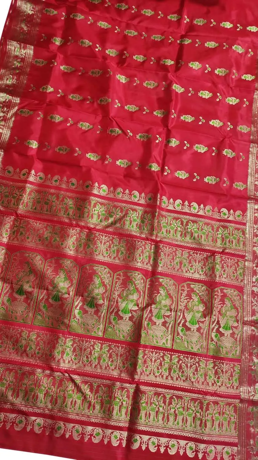 Exquisite Red Swarnachari Handloom Meenakari Silk Saree