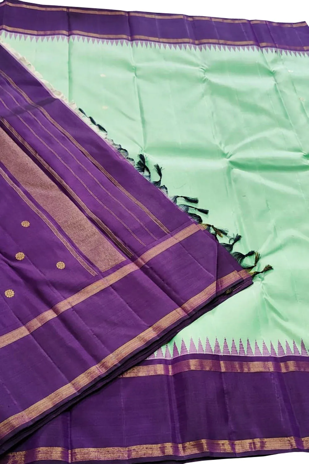 Exquisite Sea Green Pure Silk Saree - Handloom Kanjeevaram