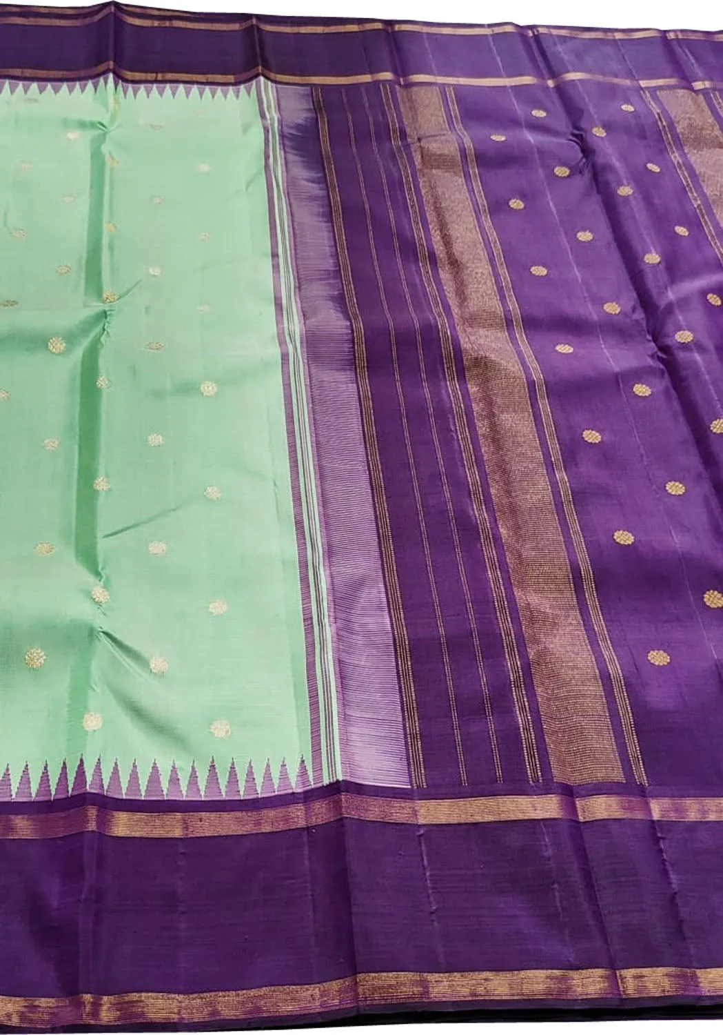 Exquisite Sea Green Pure Silk Saree - Handloom Kanjeevaram