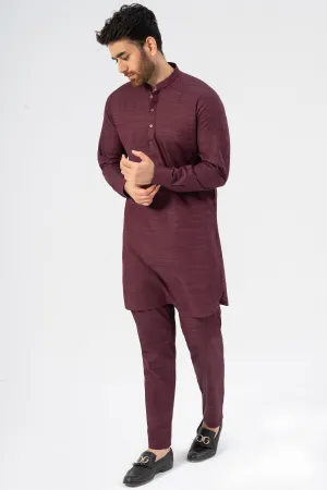 EXQUISITE TEXTURED KURTA PAJAMA MAROON