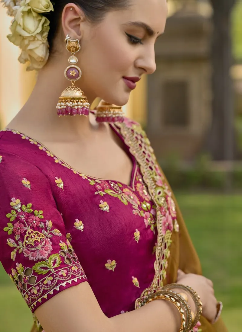 Exquisite Wedding Saree with Embroidery and Cut Work