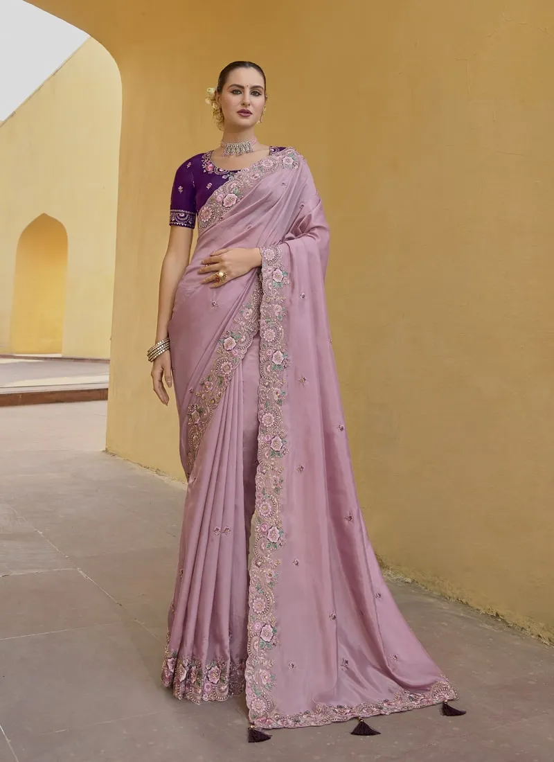 Exquisite Wedding Saree with Embroidery and Cut Work