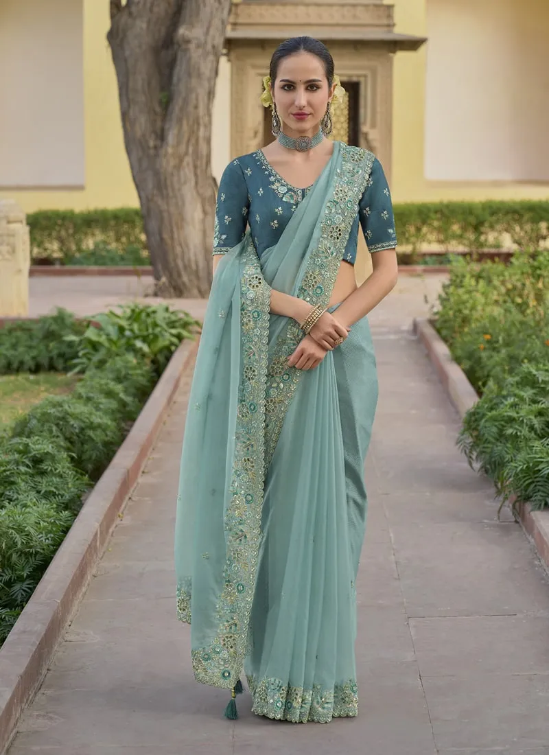 Exquisite Wedding Saree with Embroidery and Cut Work