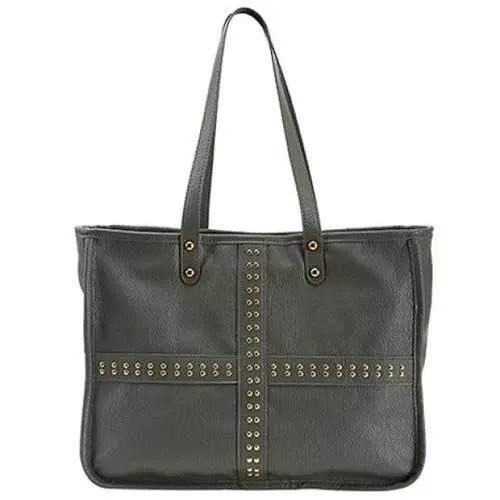 Fashion Cross Pattern and Rivets Design Women's Shoulder Bag - Gray