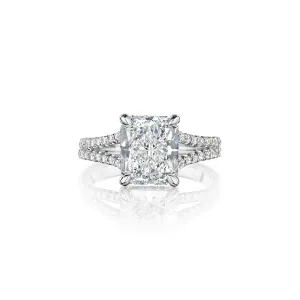 Fink's Exclusive Platinum and 18K White Gold Radiant Cut Diamond Engagement with Split Shank