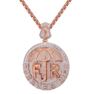 Forever Rich Baguette Circle Money Bag Rose Gold Pendant