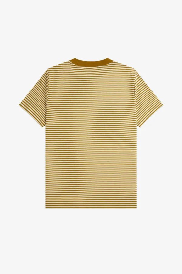 Fred Perry Fine Stripe Heavyweight T-Shirt - Oatmeal / Dark Caramel