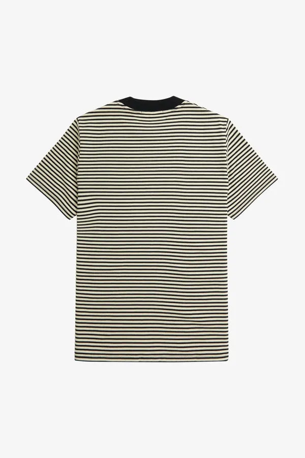 Fred Perry Fine Stripe HW T-Shirt - Oatmeal / Black