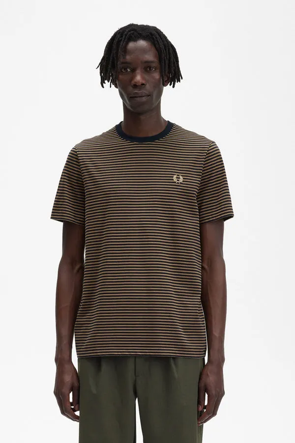 Fred Perry Fine Stripe T-Shirt - Shaded Stone / Navy