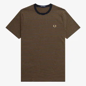 Fred Perry Fine Stripe T-Shirt - Shaded Stone / Navy