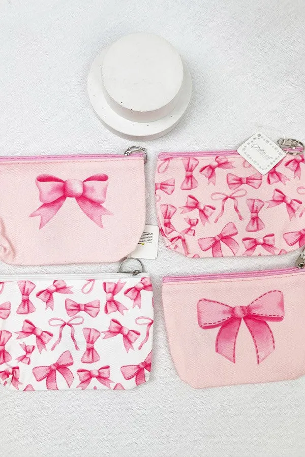 Fresh & Pretty Bow Printed Zip Up Cosmetics Bag Coin Purse