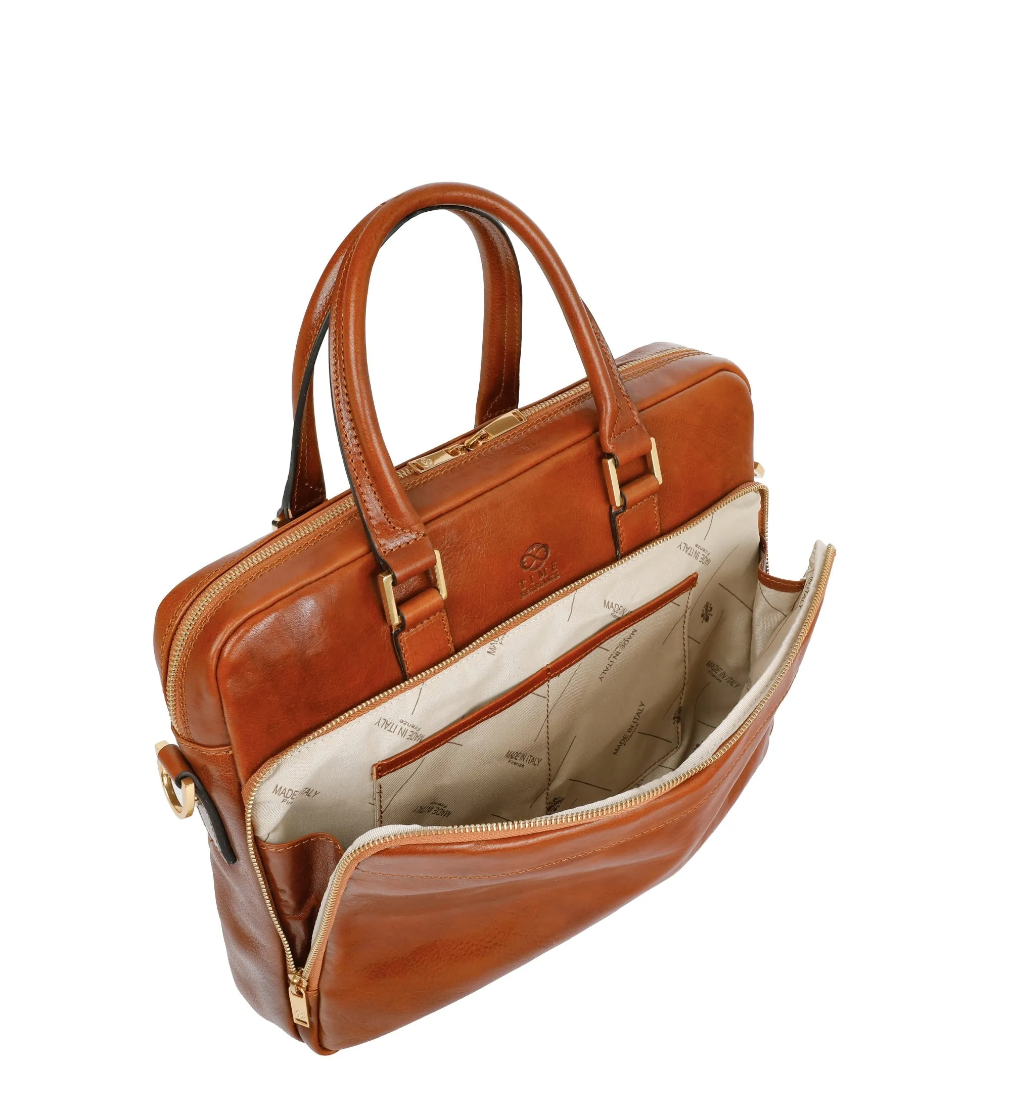 Full Grain Italian Leather Briefcase Laptop Bag - Orlando