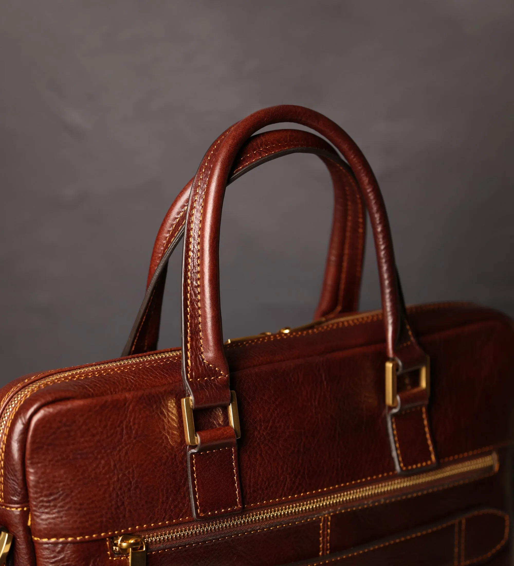 Full Grain Italian Leather Briefcase Laptop Bag - Orlando