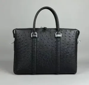 Genuine Ostrich Leather Briefcase With Strip