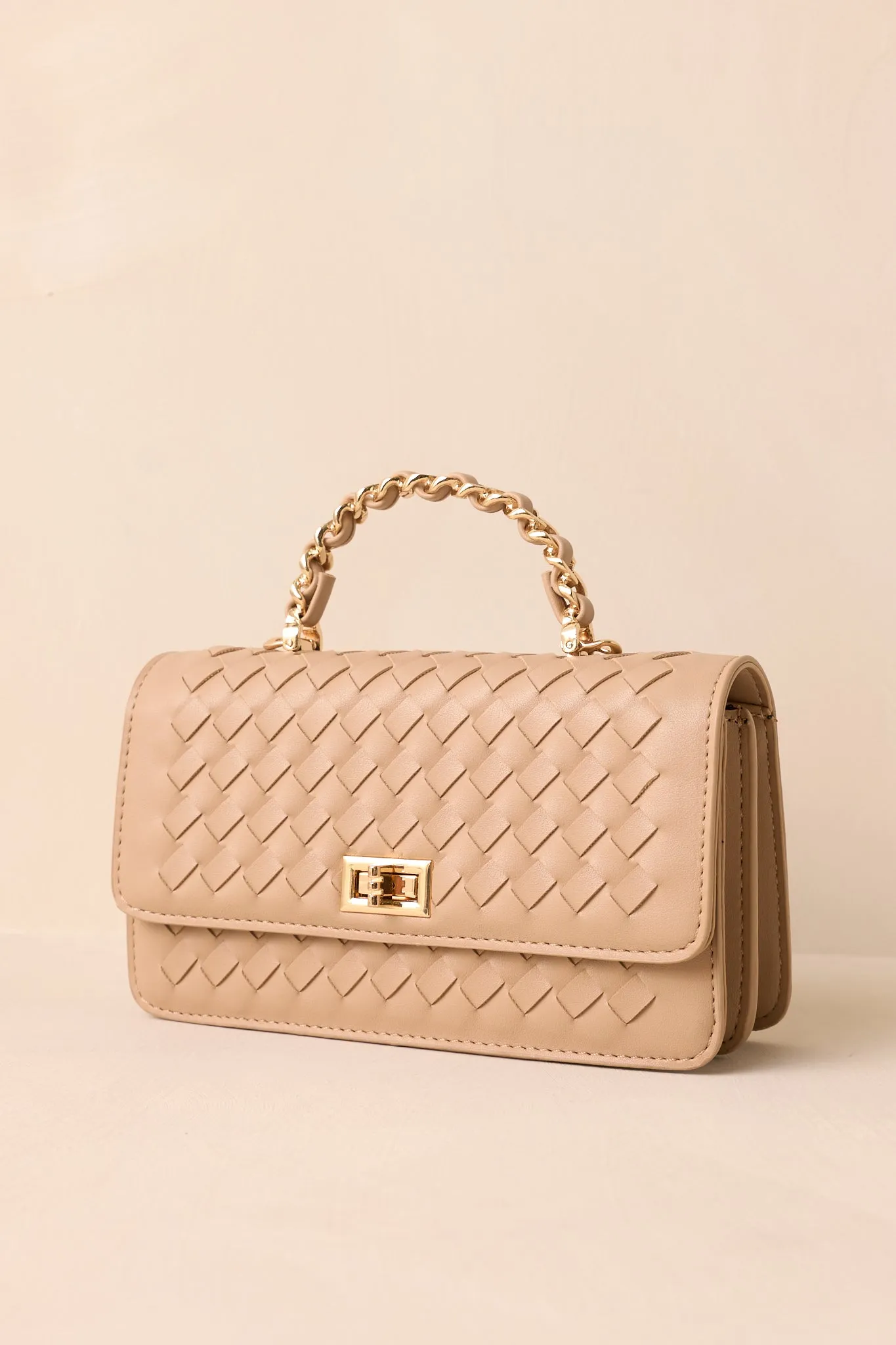 Glass Meadow Beige Woven Faux Leather Handbag