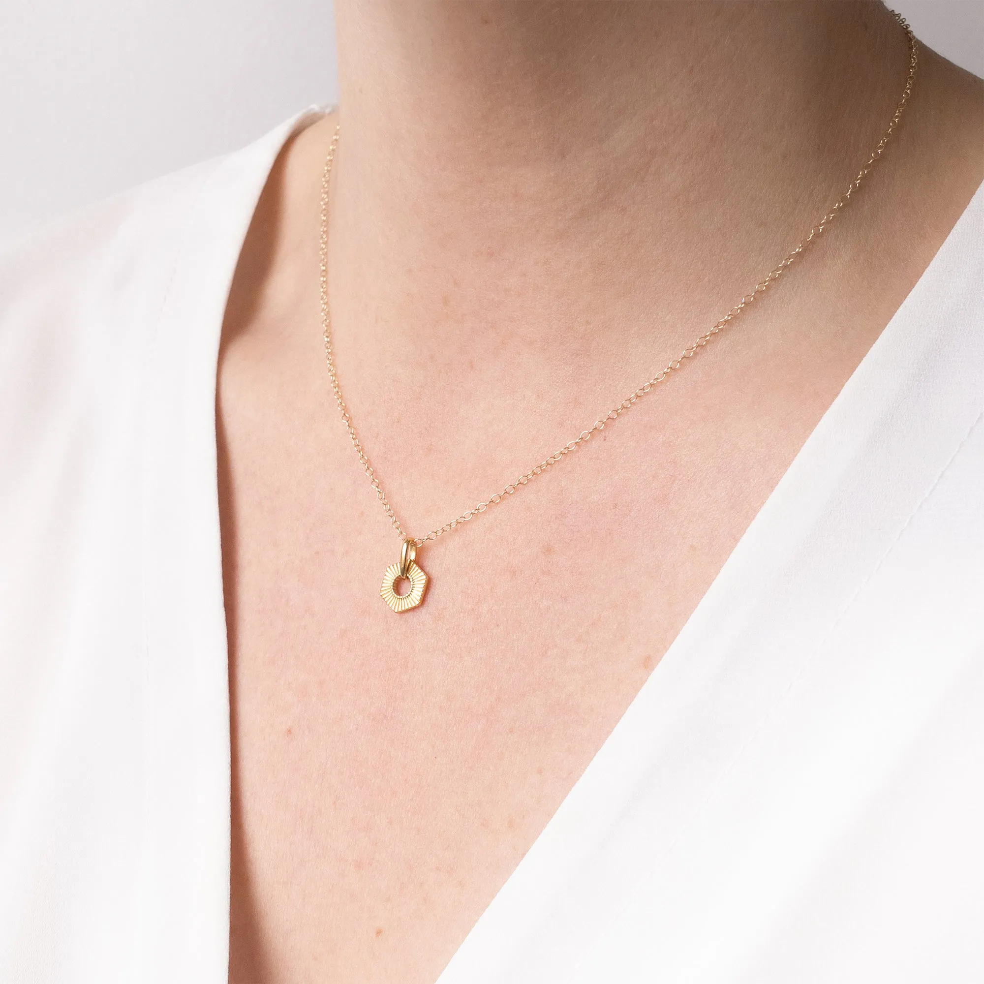 Gold Hexagon Rays Necklace