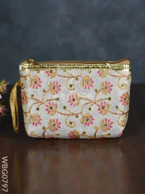 Golden Floral Embroidered Purse - WBG0797