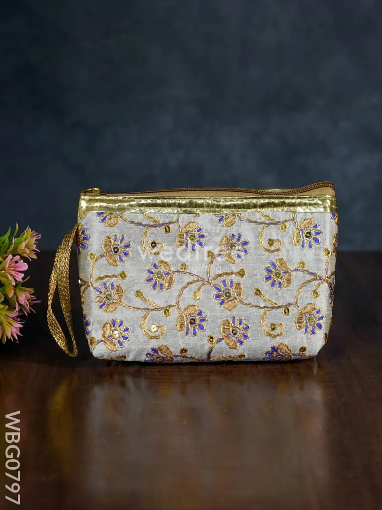 Golden Floral Embroidered Purse - WBG0797