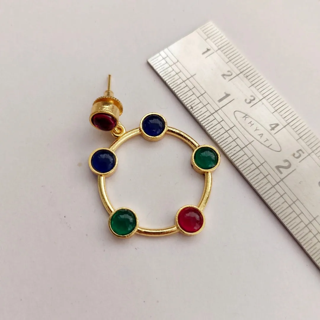 Graceful Loop : Multi Stone Studded Earring