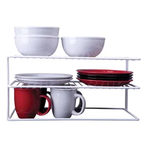 Grayline 8-2/5 in. H X 17-1/2 in. W X 8-1/2 in. L PE Coated White Tiered Shelf Organizer