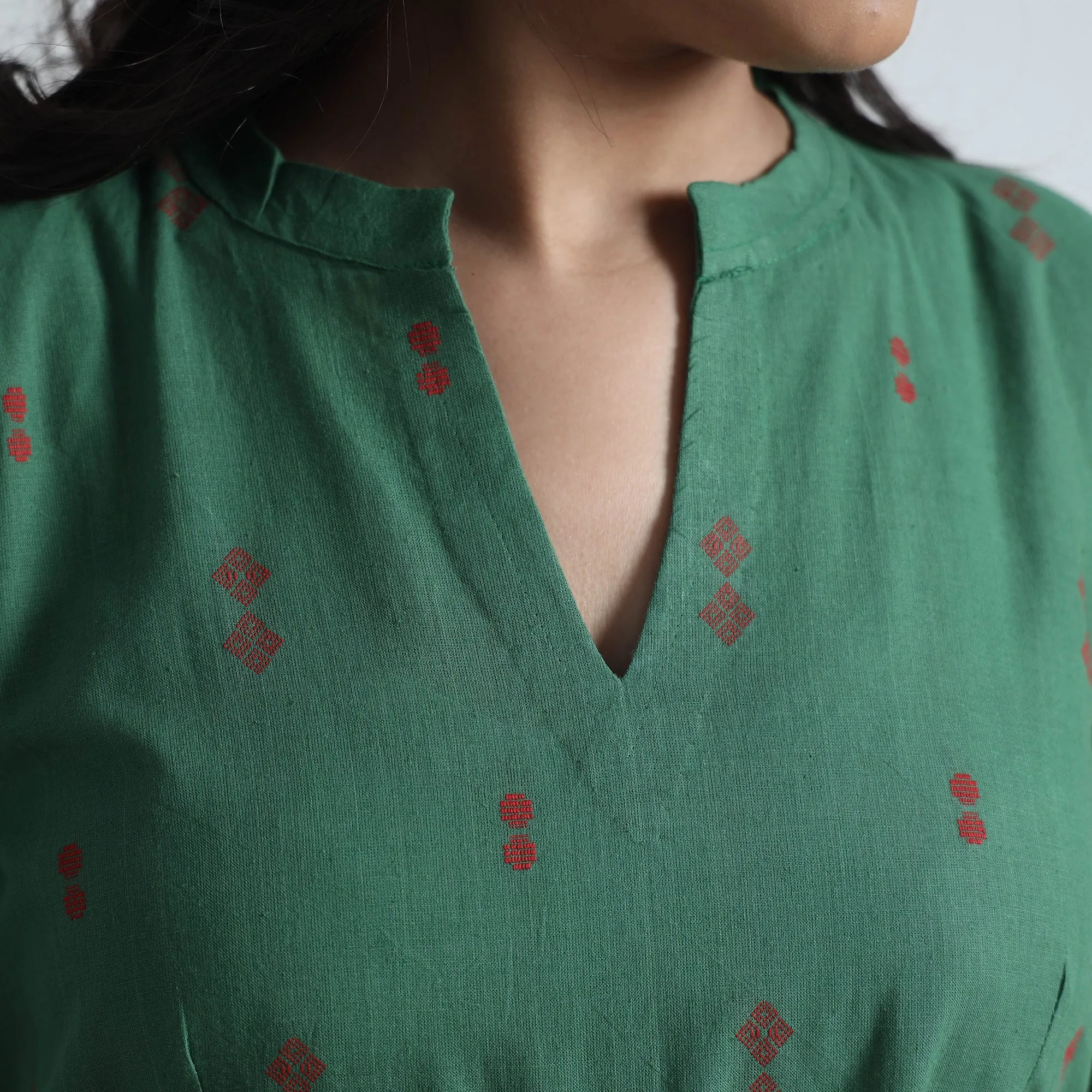 Green - Exquisite Jacquard Cotton Dress