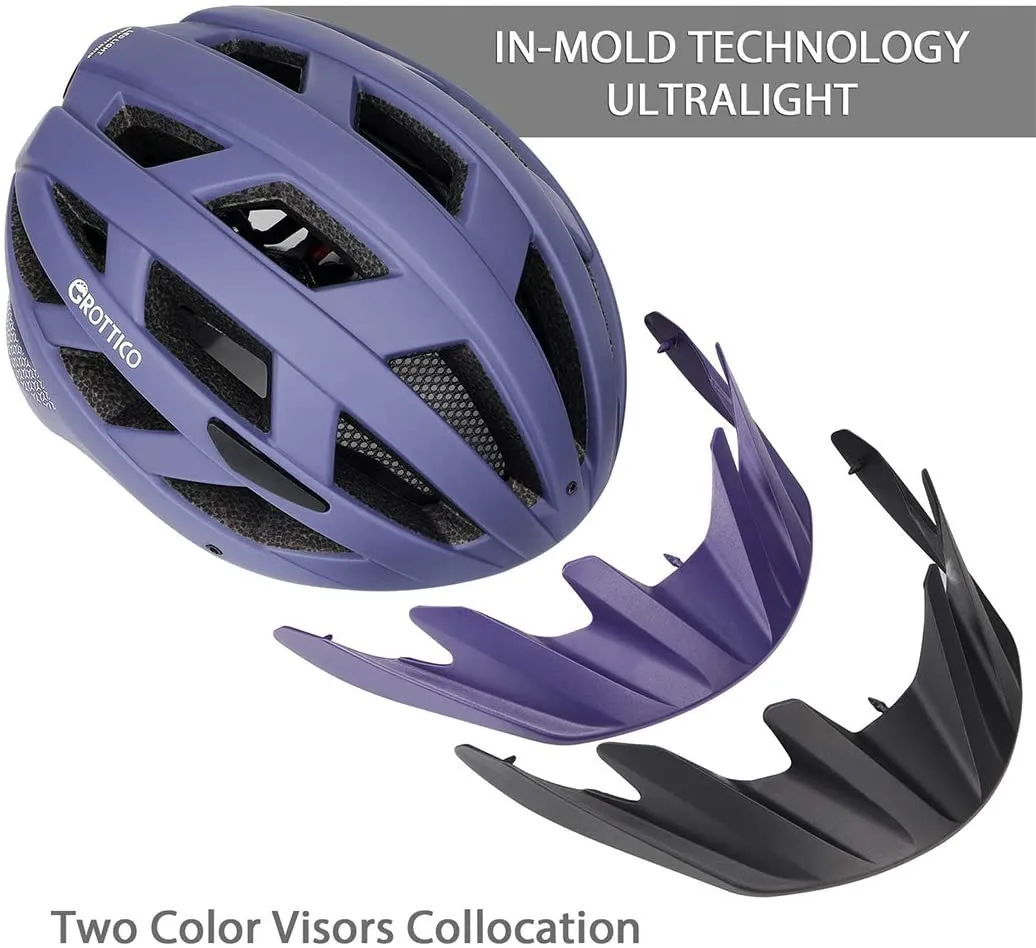 Grottico Adult Men/Women Bicycle Helmet with Light