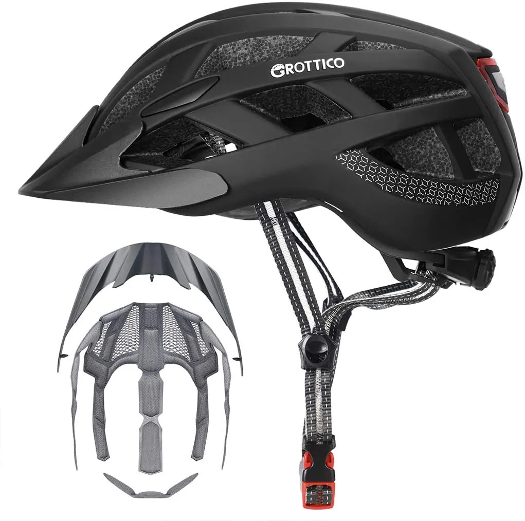 Grottico Adult Men/Women Bicycle Helmet with Light