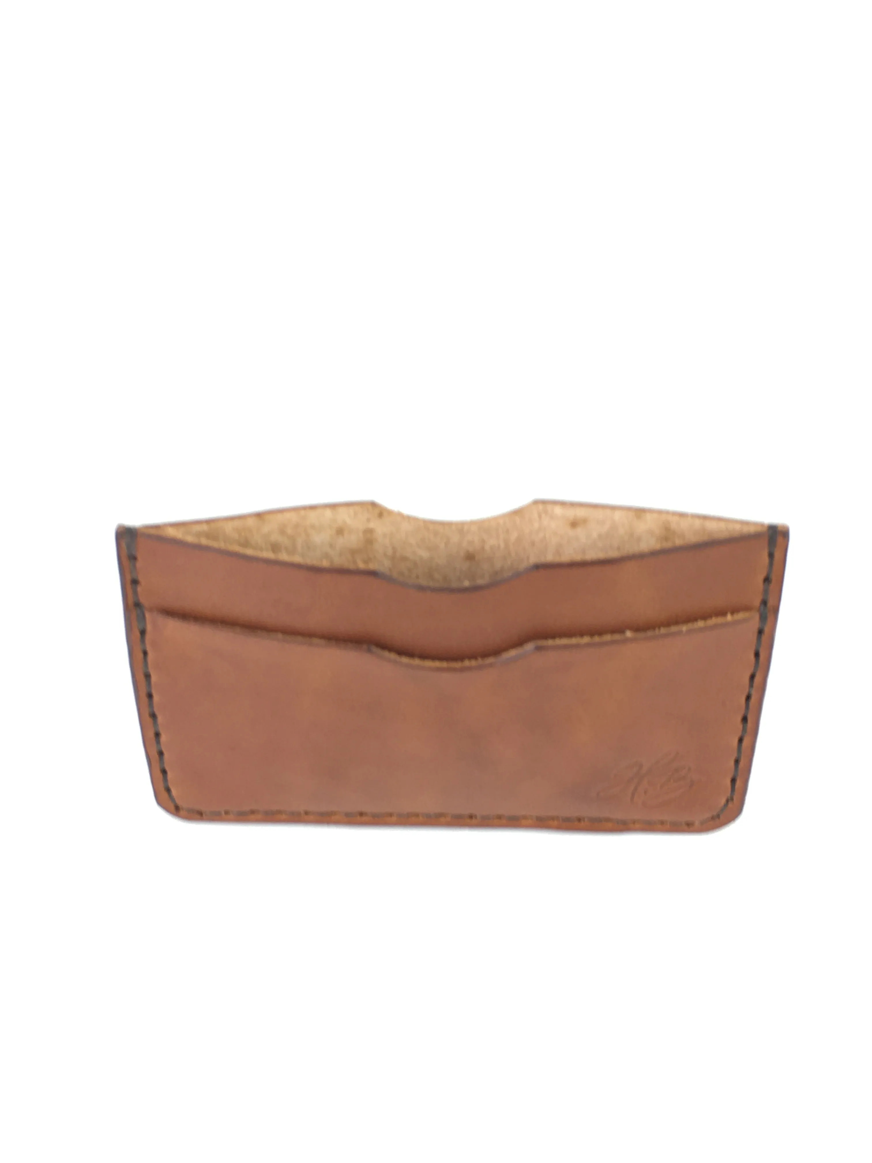 H B  SLIM CARD WALLET - BUCK BROWN LEATHER WALLET