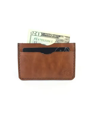 H B  SLIM CARD WALLET - BUCK BROWN LEATHER WALLET