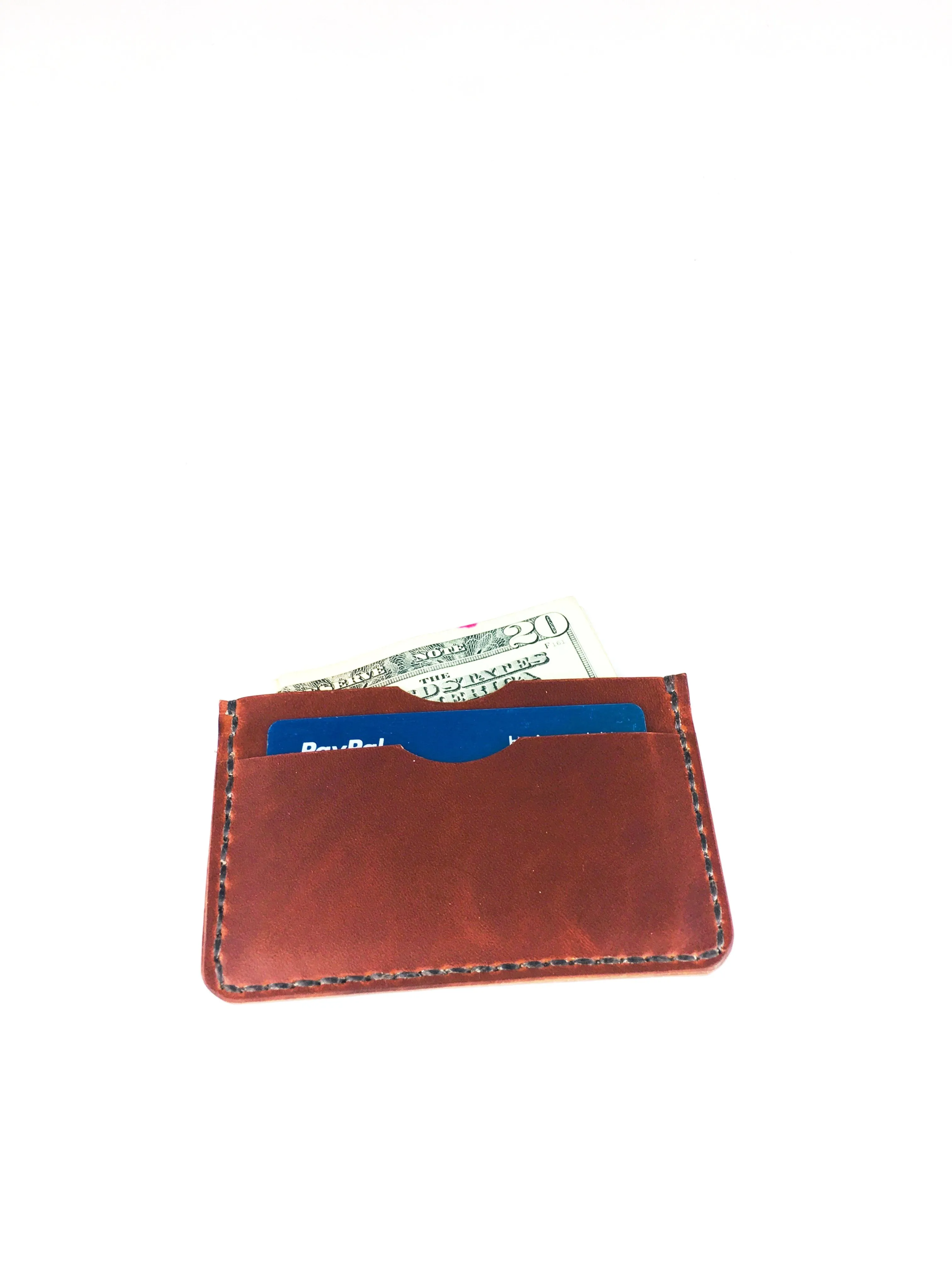 H B  SLIM CARD WALLET - BURNT UMBER LEATHER WALLET