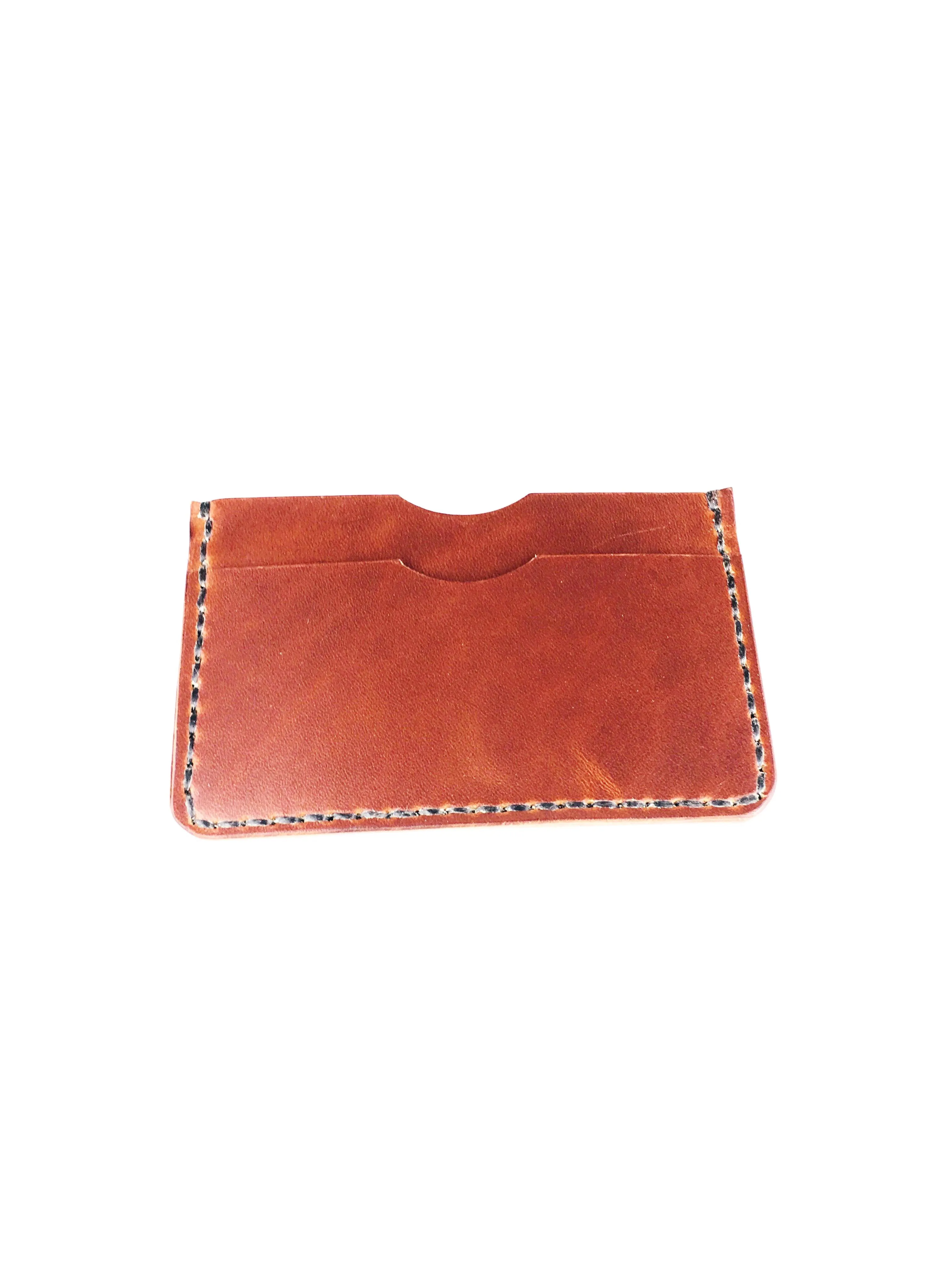 H B  SLIM CARD WALLET - BURNT UMBER LEATHER WALLET