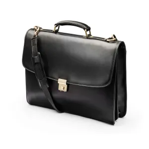 Hampton Leather Trolley Sleeve Briefcase - Black