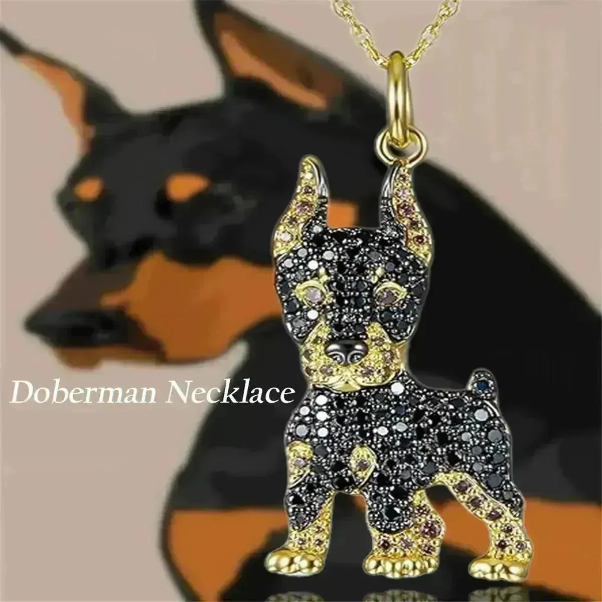 Handsome Doberman Pinscher Pendant Necklace Exquisite